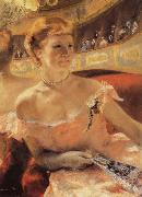 Mary Cassatt Woman with a Pearl Necklace in a Loge for an impressionist exhibition in 1879 Sweden oil painting artist